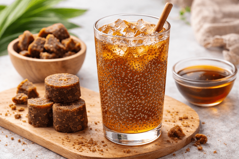 air chia + gula melaka