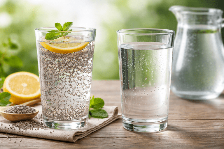 air chia seed + air kosong