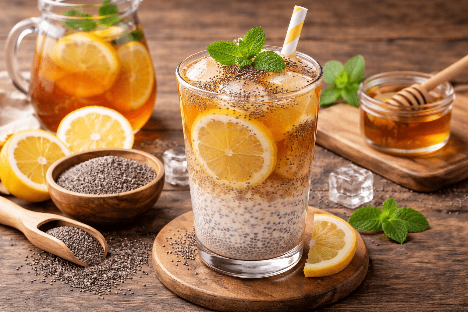 teh ais lemon + chia