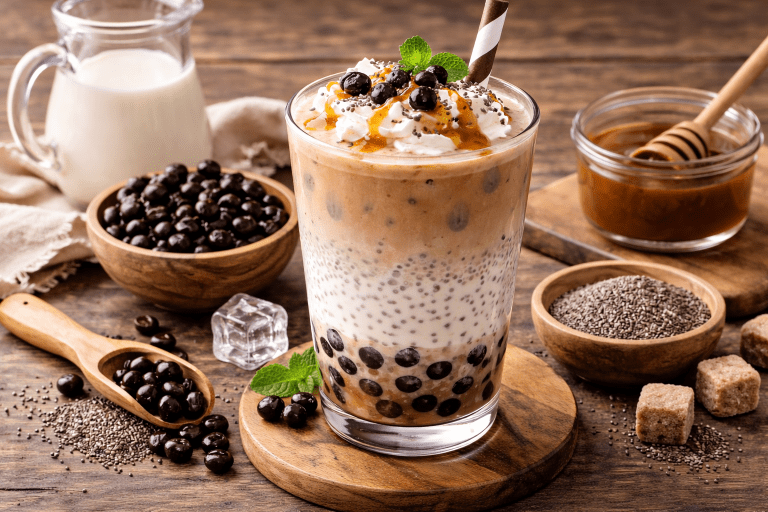 teh susu (bubble tea style) + chia